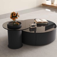 Table basse de salon moderne italienne, style minimaliste, luxe léger, en bois, pour petit appartement, avec rangement