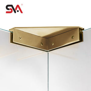 现代无框玻璃夹连接器搁板夹拉丝金缎黄铜90度玻璃到玻璃淋浴支架夹 - Product Image 5