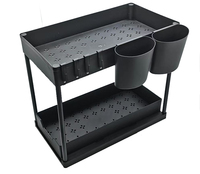 Supports de rangement pour la cuisine Organisateur de rangement à 2 couches Noir coulissant sous l'évier Support de rangement extensible Séchoir à linge