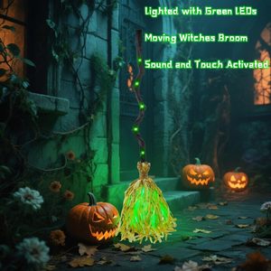 Balai de sorcière animé pour Halloween, décoration magique avec son et lumière activés par le toucher, sons effrayants, danse intérieure - Product Image 4