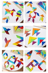 Jeu de <span class=keywords><strong>puzzle</strong></span> en <span class=keywords><strong>bois</strong></span> pour enfants, 6 types de blocs arc-en-ciel, jouets éducatifs, artisanat, esthétique, cognition, forme variable, tangram, <span class=keywords><strong>puzzle</strong></span> à chevilles - Product Image 4