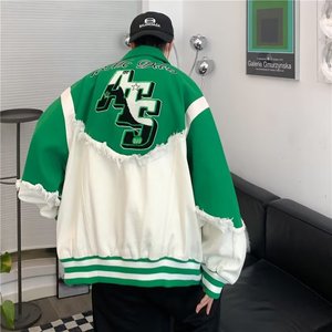 <strong>Men's</strong> Fleece Varsity Jacket Hip Hop Streetwear Windproof Eco-Friendly Turtleneck Embroidered Letter Pattern Casual Outerwear - Product Image 6
