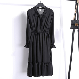 Robe décontractée Style coréen à imprimé Floral pour femmes, chemise mi-longue en mousseline de soie, manches longues, nœud papillon, collection printemps-hiver, 2020 - Product Image 6