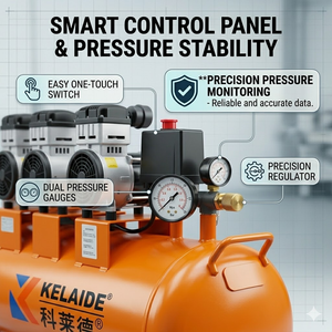 Compresseur d'air à mouvement alternatif KELAIDE 190L 4500W 220V Modèle industriel stationnaire alimenté en courant alternatif 1503-190 - Product Image 3