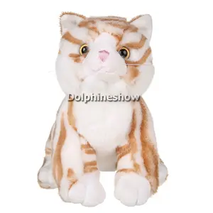 Lifelike real fur stuffed cat plush toy for kids wholesale custom realistic sleeping soft plush breathing cat