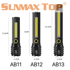 ไฟฉาย LED อลูมิเนียมอัลลอยด์แบบชาร์จไฟได้พร้อมตัวหรี่แสงซูมสำหรับตั้งแคมป์กลางแจ้งเดินป่าไฟฉาย AB11 AB12 AB13 - Product Image 3