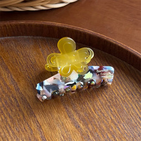 Vintage Mini Haarklemmetje Schattig Elegant Kleurrijk Half Opsteekkapsel Haaraccessoires voor Vrouwen Bloem Acetaat Haar Klauw Kartonnen Verpakking