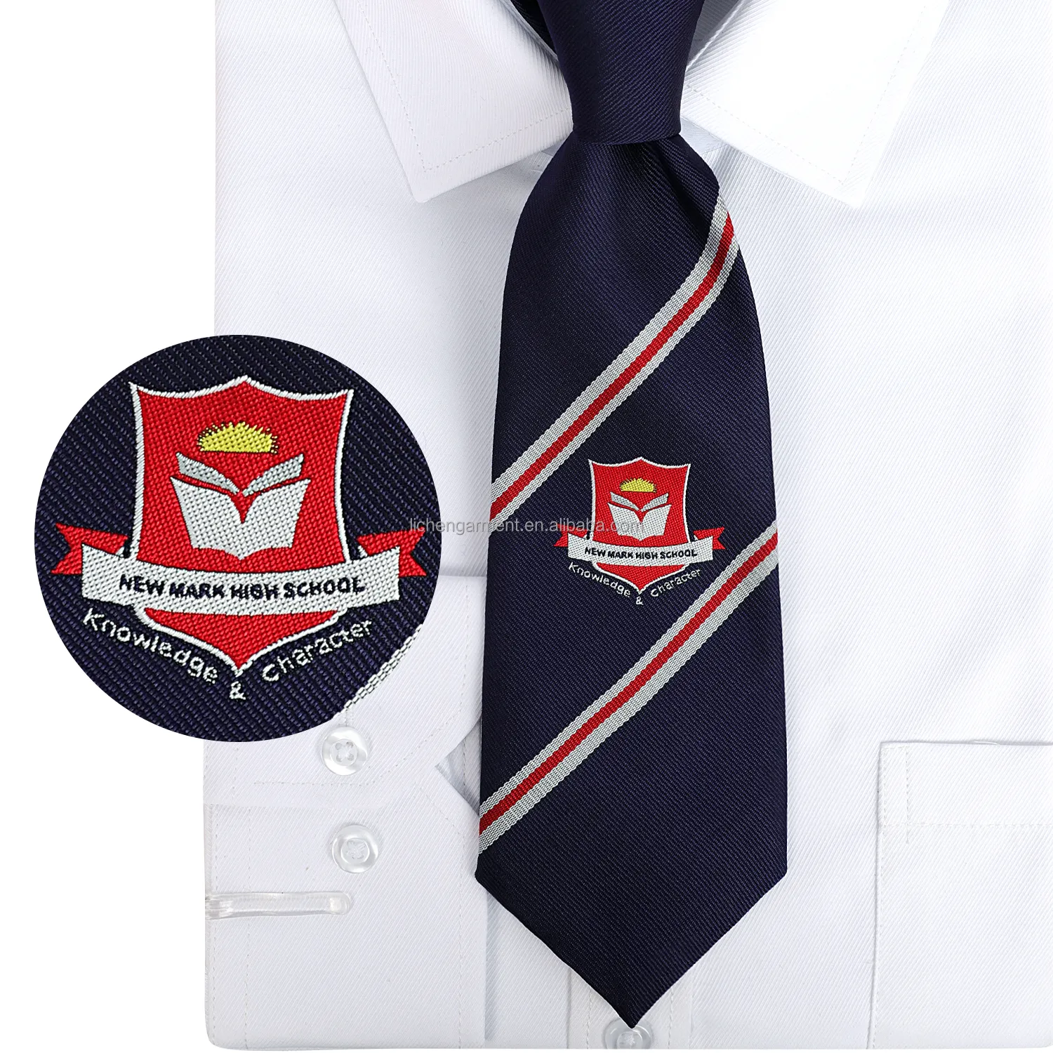 OEM Polyester Jacquard Woven School Neck Tie With School Logo Kids Neck Tie