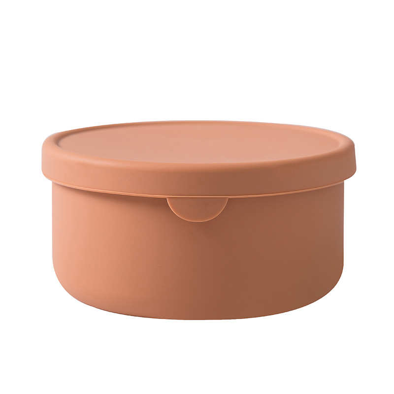 Hộp Cơm Trưa Bằng Silicon Hộp Giữ Tươi Có Nắp Bento Fruit Salad Tươi Giữ Bát Di Động Kín Hộp Lưu Trữ Tròn Kiechen