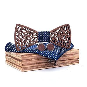 Cổ điển handmade Mens gỗ BOW TIE với phù hợp với túi vuông và người đàn ông của Khuy măng sét thiết lập tc260010 - Product Image 6