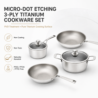 Set Peralatan Masak Stainless Steel Triply TIANXING Micro-dot Etching dengan Permukaan Anti Lengket, Lapisan PVD, dan Cocok untuk Kompor Induksi