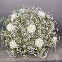 DKB Venta al por Mayor, Centro de Mesa con Diseño Ombre, Bola de Flores Grandes de Hortensias Blancas y Azules con Mezcla de Color Púrpura para Arreglos de Boda