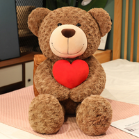 Mignon doux produits en peluche Saint Valentin cadeau de Noël Promotion brun Ted-dy ours avec coeur squishy jouets en peluche