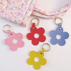 Multi-color Fresh Five-petal Flower Keychain PU Leather <b>Key</b> <b>Ring</b> Simple Flower <b>Bag</b> Charm Portable <b>Key</b> Organizer - Product Image 2