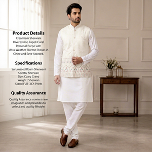 <b>Men</b> <b>White</b> Cotton Wrinkle Free Quick Dry Kurta Set Embroidered <b>Vest</b> Traditional Indian Wedding Attire Regular Fit All Seasons - Product Image 1