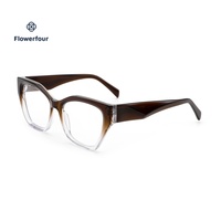 Lunettes de vue Flowerfour F2851 en acétate noir pour hommes et femmes, mode unisexe, lunettes vintage, monture optique à bordure complète, classiques et tendance