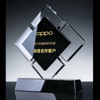 Trophée carré en verre de cristal ADL avec base noire de haute qualité avec logo personnalisé et prix en gros