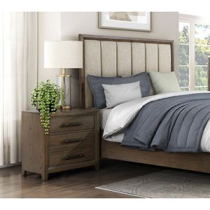 DB 1PC Mesita de noche de lujo moderna 3 cajones Acabado en nogal oscuro Carga inalámbrica Muebles de dormitorio clásicos para gimnasio de apartamento - Product Image 3