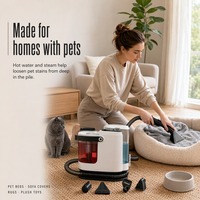 Nettoyeur de tissu à vapeur 3 en 1 1200W, machine de nettoyage de tapis et de canapés avec aspiration 13KPa, mode eau chaude et vapeur