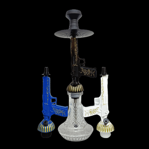 Set Hookah Arab Bentuk Pistol Ukiran Naga 3 Warna Dengan Satu Selang Dan Aksesoris Shisha Lengkap - Product Image 5