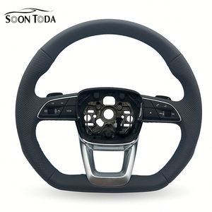 Volante Deportivo de Cuero Negro con Levas de Fibra de Carbono, Materiales PU y PVC para <span class=keywords><strong>Audi</strong></span> A3 A4 A5 A6 Q3 <span class=keywords><strong>Q4</strong></span> Q5 2012-2026 - Product Image 1