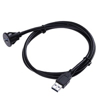 Câble d'extension USB universel pour tableau de bord, montage encastré pour autoradio stéréo Android Wince, unité principale DVD CD, lecteur multimédia, 3 pieds