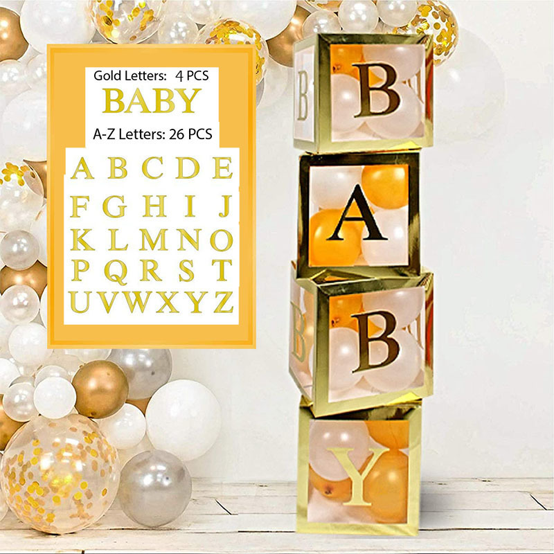 4 scatole d'oro + bambino + 26 lettere