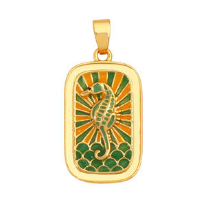 Diy铜镀金闪亮锆石配件几何方形彩色塔罗牌花鸟心宇宙海洋吊坠 - Product Image 5