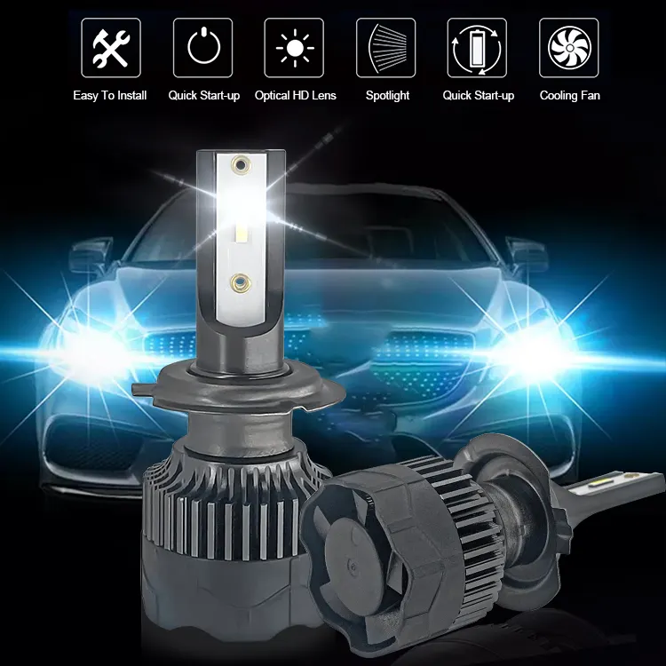 Lâmpada de LED para carros com chip CSP de fábrica H1 H3 H7 9005 9006 9012 para carros, lâmpada de farol automotivo H4 para Canbus, carro alemão, farol LED H11