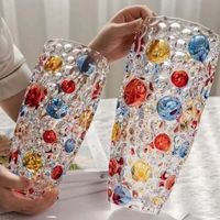 Vas Kaca Kristal Polkadot Gaya Minimalis Modern, Tiupan Tangan, Lukisan Tangan, untuk Rangkaian Bunga, Tanaman Hidroponik, dan Bunga Artificial