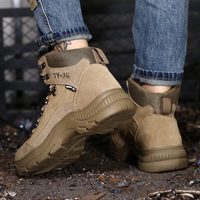 Bottes de sécurité en cuir véritable et cuir synthétique anti-acariens pour hommes, vente en gros, chaussures de sécurité à embout en acier, marque chinoise