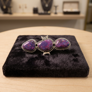Exclusive Purple Copper <b>Turquoise</b> Natural Gemstone Rhodium Plated 925 Solid Sterling Silver Handmade Bezel Setting Third <b>Ring</b> - Product Image 3