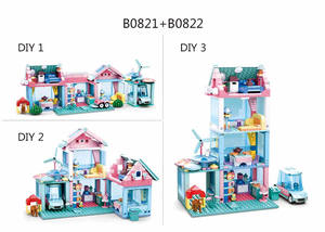 <span class=keywords><strong>Sluban</strong></span> blocs jouets bricolage joyeux journal doux maison jardin filles assemblé blocs de construction - Product Image 4