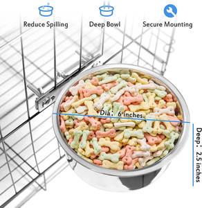 Bunnyhi XGW002 Aço inoxidável Coop Cup Wire Hanger Kennel Pet Bowl Pet <span class=keywords><strong>Food</strong></span> Tigelas de água para cães Gatos Pássaros - Product Image 2