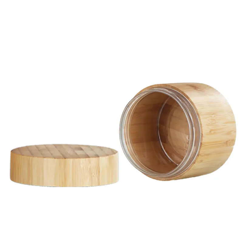 Wholesale cream bottles and jars for cosmetic with wooden lid bamboo lid
