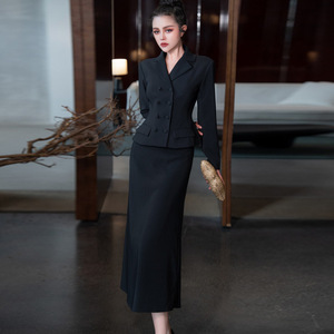 Abito Lungo Elegante Nero da Donna con Bottoni a Maniche Lunghe, Vestito Attillato a Vita Alta, Gonna Lunga, Collezione 2026 - Vendita all'Ingrosso per Boutique - Product Image 1