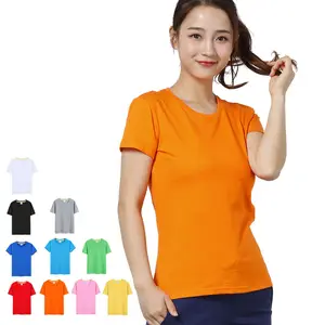 Summer 100% cotton printing women t shirt short sleeve blank casual colorful ladies t-shirt manufacturer in ningbo china