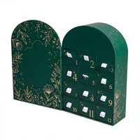 Boîte de calendrier de l'avent pour bijoux personnalisés, emballage en carton rigide à 12 tiroirs pour ensembles cadeaux de colliers et bagues de Noël