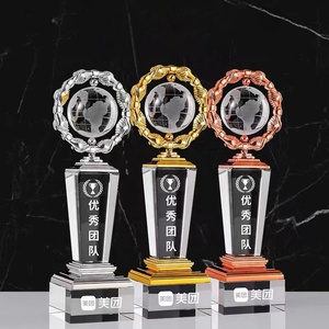 Trofeo de <span class=keywords><strong>cristal</strong></span> de globo terráqueo, regalos de negocios personalizados, recuerdo de evento - Product Image 2