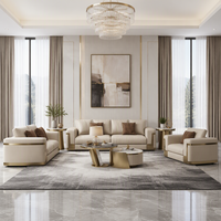 Ensemble de canapés sectionnels de luxe modernes 2026 avec revêtement en cuir PU et pieds en acier inoxydable pour villa, appartement, centre commercial, hôtel et usage domestique