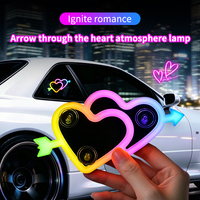 Nouvelle lumière d'ambiance pour fenêtre de voiture à LED RGB, design flèche cœur, alimentation USB, télécommande, éclairage décoratif intérieur