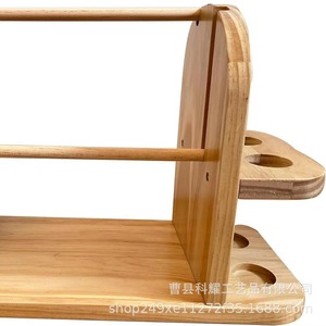 Wooden Yarn Rack Double Shaft Solid Wood <b>Knitting</b> <b>Wool</b> <b>Holder</b> With Scissor Storage Desktop Organizer - Product Image 5