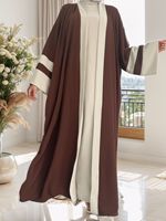 Robes islamiques modestes du Moyen-Orient Dubaï Cardigan 2 pièces Robes musulmanes Abaya ouverte pour femmes Turquie Ensembles Abaya fermés assortis
