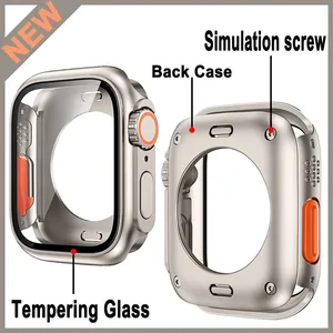 Étui métallique 2-en-1 à couverture intégrale + <span class=keywords><strong>film</strong></span> en verre trempé pour montre 46mm/45mm/44mm/42mm/41mm/40mm – Transformez votre montre en Ultra - Product Image 2