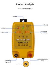 Controlador de Cercas Eléctricas de Baja Impedancia (1.5-3 Joules) para Ovejas, Ganado, Caballos y Aves de Corral, Alcance de 12KM, Modelo P8, para Cría de Animales y Producción de Carne - Product Image 6