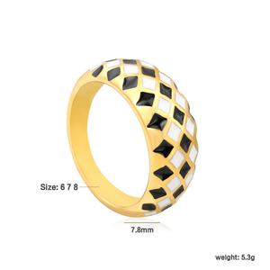 Anillos Ajustables de Acero Inoxidable Multicapa al por Mayor, Joyería Chapada en Oro de 18K, Anillos Gruesos Modernos con Ojos de Zirconia Cuadrados - Product Image 6