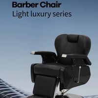 Fauteuil de Barbier Réglable Hydraulique en Cuir Durable avec Piètement Métallique pour Salon et Atelier