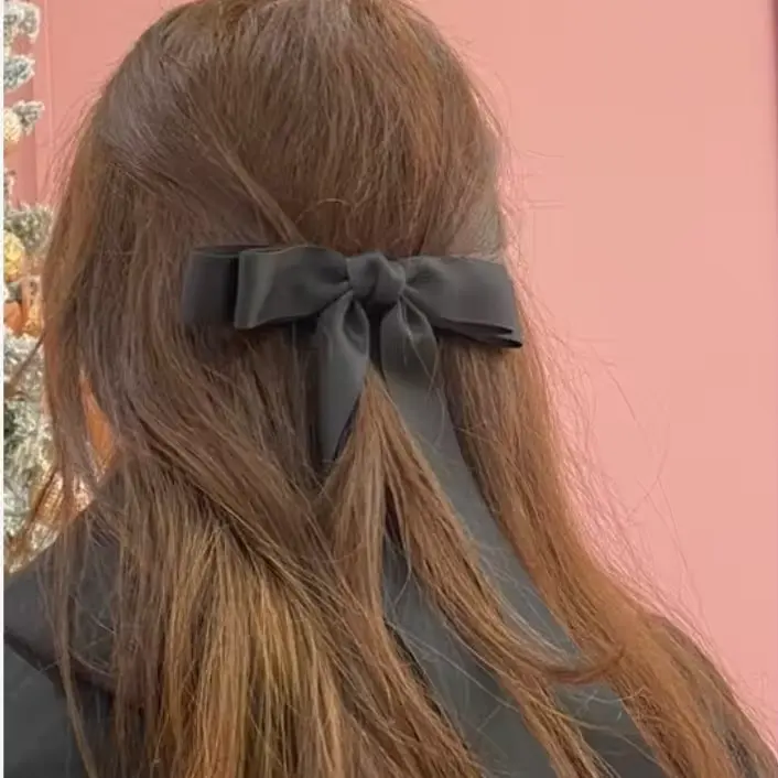 Retro Ribbon Bowknot kẹp tóc kẹp tóc Cô Gái Phụ kiện tóc Ngọt Ngào Phong cách mới lụa Satin Bow Ribbon Clip tóc mùa xuân