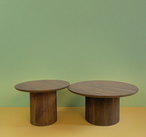 Tavolino da Caffè Rotondo in Legno Massello di Quercia/Betulla, Tavolino da Caffè in <span class=keywords><strong>Noce</strong></span>, Tavolino da Caffè Artistico in Legno Massello di Design Italiano - Product Image 1