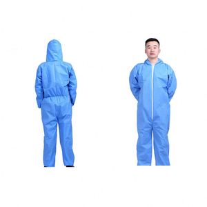 Combinaisons de protection en PP avec poignets élastiques, combinaisons jetables SMS TYPE 5/6, blanc et bleu - Product Image 1